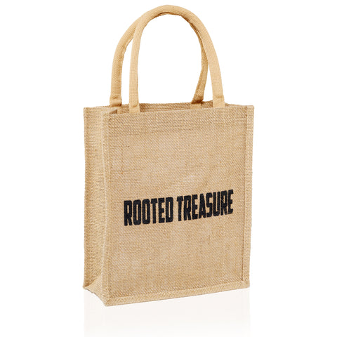 Rooted Treasure Medium Natural Jute Tote bag